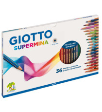 Pastello Supermina - mina 3,8 mm - colori assortiti - Giotto - astuccio 36 pezzi Pastello Supermina - mina 3,8 mm - colori assortiti - Giotto - astuccio 36 pezzi