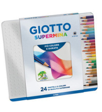 Pastello Supermina - mina 3,8 mm - colori assortiti - Giotto - astuccio in metallo 24 pezzi Pastello Supermina - mina 3,8 mm - colori assortiti - Giotto - astuccio in metallo 24 pezzi