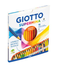 Pastello Supermina - mina 3,8 mm - con 2 matite HB / 2B - Giotto - astuccio 18 + 2 pezzi Pastello Supermina - mina 3,8 mm - con 2 matite HB / 2B - Giotto - astuccio 18 + 2 pezzi