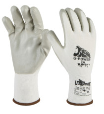 Guanti di protezione FIT - con polsino marrone - taglia 09 - bianco/grigio - U-Power