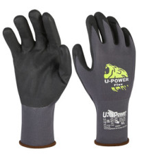 Guanti di protezione FLEX - con polsino giallo - taglia 08 - nero/grigio - U-Power