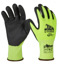 Guanti di protezione FLEX - con polsino nero - taglia 10 - verde fluo/nero - U-Power