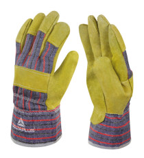 Guanti Docker DC103 - pelle crosta di bovino - taglia 10 - beige/blu - Deltaplus