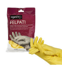 Guanti in lattice - felpati - taglia S/6 - giallo - Perfetto - blister 2 pezzi