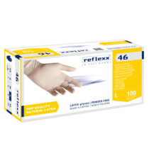 Guanti in lattice R46 - s/polvere - tg L - bianco - Reflexx - conf. 100 pezzi Guanti in lattice R46 - s/polvere - tg L - bianco - Reflexx - conf. 100 pezzi
