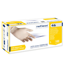 Guanti in lattice R46 - s/polvere - tg L - bianco - Reflexx - conf. 100 pezzi Guanti in lattice R46 - s/polvere - tg L - bianco - Reflexx - conf. 100 pezzi