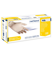 Guanti in lattice R46 - s/polvere - tg L - bianco - Reflexx - conf. 100 pezzi