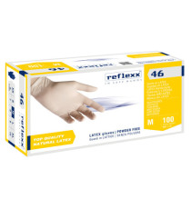 Guanti in lattice R46 - s/polvere - tg M - bianco - Reflexx - conf. 100 pezzi