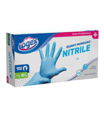 Guanti in nitrile non talcato - per uso medicale - taglia M/L - azzurro - Logex Professional - scatola 100 pezzi Guanti in nitrile non talcato - per uso medicale - taglia M/L - azzurro - Logex Professional - scatola 100 pezzi