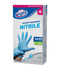 Guanti in nitrile non talcato - per uso medicale - taglia M/L - azzurro - Logex Professional - scatola 100 pezzi Guanti in nitrile non talcato - per uso medicale - taglia M/L - azzurro - Logex Professional - scatola 100 pezzi