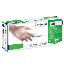 Guanti in vinile R36 - s/polvere - tg S - bianco - Reflexx - conf. 100 pezzi Guanti in vinile R36 - s/polvere - tg S - bianco - Reflexx - conf. 100 pezzi