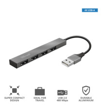 Hub Mini 4 porte Halyx - alluminio - Trust Hub Mini 4 porte Halyx - alluminio - Trust