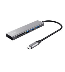 Hub USB-C veloce e lettore di schede - 3 porte - argento - Trust Hub USB-C veloce e lettore di schede - 3 porte - argento - Trust