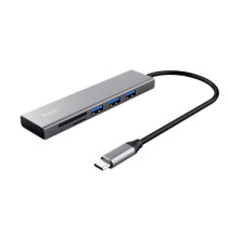 Hub USB-C veloce e lettore di schede - 3 porte - argento - Trust Hub USB-C veloce e lettore di schede - 3 porte - argento - Trust