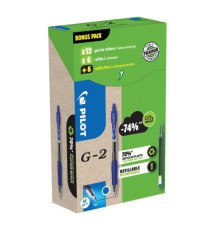 Penna roller gel scatto G-2 - punta 0,7 mm - 12 refill inclusi - blu - Pilot - conf. 12 pezzi
