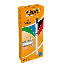 Penna sfera scatto multifunzione 4 Colors Shine - punta 1,0 mm - fusto silver - Bic - conf. 12 pezzi Penna sfera scatto multifunzione 4 Colors Shine - punta 1,0 mm - fusto silver - Bic - conf. 12 pezzi