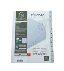 Intercalare numerico - PPL riciclato - A4 - 12 tasti - grigio - Exacompta Intercalare numerico - PPL riciclato - A4 - 12 tasti - grigio - Exacompta
