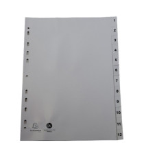Intercalare numerico - PPL riciclato - A4 - 12 tasti - grigio - Exacompta