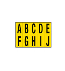 Lettere adesive da A a J - in PVC - 56 x 99 mm - 10 et/fg - 1 foglio - nero/giallo