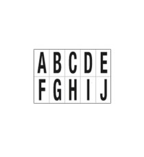 Lettere adesive da A a J - in PVC - 70 x 124 mm - 10 et/fg - 1 foglio - nero/bianco Lettere adesive da A a J - in PVC - 70 x 124 mm - 10 et/fg - 1 foglio - nero/bianco