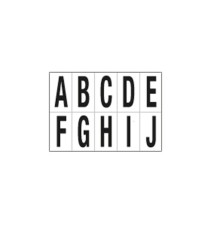Lettere adesive da A a J - in PVC - 70 x 124 mm - 10 et/fg - 1 foglio - nero/bianco Lettere adesive da A a J - in PVC - 70 x 124 mm - 10 et/fg - 1 foglio - nero/bianco