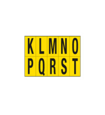 Lettere adesive da K a T - in PVC - 70 x 124 mm - 10 et/fg - 1 foglio - nero/giallo Lettere adesive da K a T - in PVC - 70 x 124 mm - 10 et/fg - 1 foglio - nero/giallo