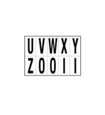 Lettere adesive da U a Z - in PVC - 56 x 99 mm - 10 et/fg - 1 foglio - nero/bianco Lettere adesive da U a Z - in PVC - 56 x 99 mm - 10 et/fg - 1 foglio - nero/bianco