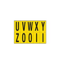 Lettere adesive da U a Z - in PVC - 70 x 124 mm - 10 et/fg - 1 foglio - nero/giallo Lettere adesive da U a Z - in PVC - 70 x 124 mm - 10 et/fg - 1 foglio - nero/giallo