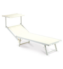 Lettino con copertura Ibiza - 36 x 186 x 59 cm - alluminio/texilene - beige - Garden Friend