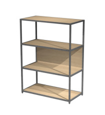 Libreria 4 ripiani Modular - 90 x 44 x 122 cm - struttura metal antracite - rovere