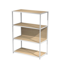 Libreria 4 ripiani Modular - 90 x 44 x 122 cm - struttura metal bianco - rovere