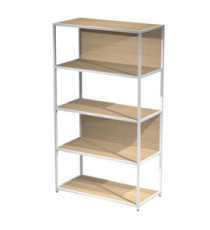 Libreria 5 ripiani Modular - 90 x 44 x 161 cm - struttura metal bianco - rovere