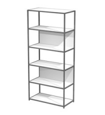 Libreria 6 ripiani Modular - 90 x 44 x 200 cm - struttura metal antracite - bianco