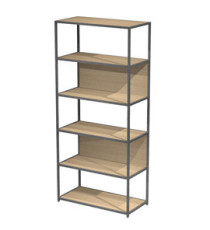 Libreria 6 ripiani Modular - 90 x 44 x 200 cm - struttura metal antracite - rovere