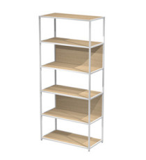 Libreria 6 ripiani Modular - 90 x 44 x 200 cm - struttura metal bianco - rovere