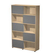 Libreria alta Essence - 5 ante scorrevoli - rovere/antracite
