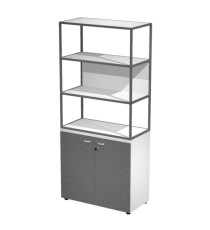 Libreria alta metal + armadio basso Essence - 90 x 46 x 204 cm - Bianco/antracite/bianco/antracite