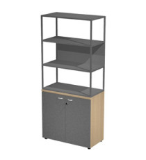 Libreria alta metal + armadio basso Essence - 90 x 46 x 204 cm - Rovere/antracite/antracite/antracite