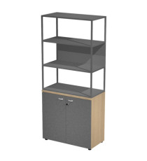 Libreria alta metal + armadio basso Essence - 90 x 46 x 204 cm - Rovere/antracite/antracite/antracite