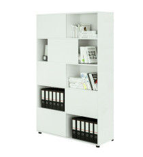 Libreria alta Tetris a 5 ripiani ante scorrevoli - 120x35x191 cm - bianco