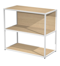 Libreria bassa a giorno Essence - 90 x 44 x 80 cm - Rovere/bianco