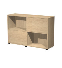 Libreria bassa Tetris a 2 ripiani ante scorrevoli - 120x35x79 cm - rovere/rovere Libreria bassa Tetris a 2 ripiani ante scorrevoli - 120x35x79 cm - rovere/rovere