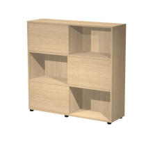 Libreria bassa Tetris a 3 ripiani ante scorrevoli - 120x35x116 cm - rovere/rovere Libreria bassa Tetris a 3 ripiani ante scorrevoli - 120x35x116 cm - rovere/rovere