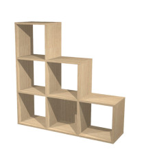 Libreria casellario Rainbow - 6 caselle a scalare - 104,1x29,2x103,9 cm - rovere