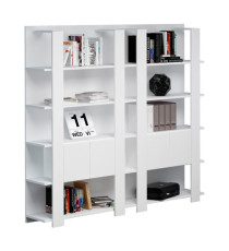 Libreria Concept a 5 ripiani - 100x38,6x198 cm - bianco/rovere