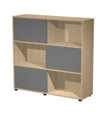 Libreria media Essence - 3 ante scorrevoli - rovere/antracite