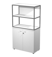 Libreria media Metal + armadio basso Essence - 90 x 46 x 165 cm - bianco/antracite