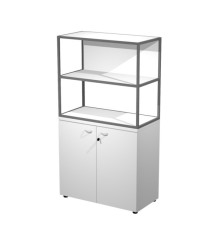 Libreria media Metal + armadio basso Essence - 90 x 46 x 165 cm - bianco/antracite