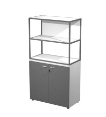 Libreria media metal + armadio basso Essence - 90 x 46 x 165 cm - Bianco/antracite/bianco/antracite