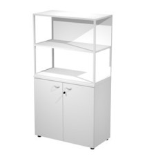 Libreria media metal + armadio basso Essence - 90 x 46 x 165 cm - Bianco/bianco/bianco/bianco